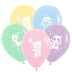 Лесные зверята, ассорти матовый пастель 12"(Колумбия)/50 шт
