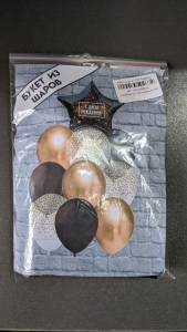 Набор шаров "СДР Фейверк" черн-золот( 1 фольг.+ 3 латекс б/рис+ 3 латекс хром+ 3 латекс с рис)