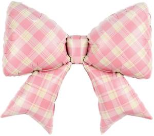 38" Бант, клетка вишни, розовый сатин / Китай 27320