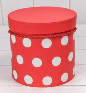 Коробка цилиндр 13,5*13,5 см "Горох" красный 