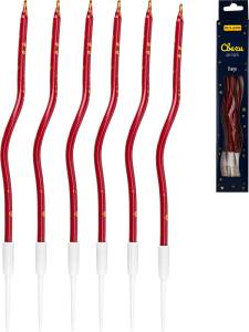 Свечи для торта на подставках "Сияние" 0.4*12+4 см, 6 шт, розовые/С-2053