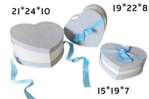 Коробка 19*22*8 см. Сердце атласный бант Небесно-Белый/ 231019/14КЦ