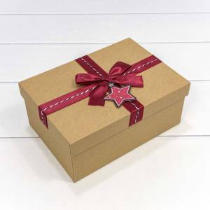 Коробка 22,5*15*9,5 см с бантом крафт