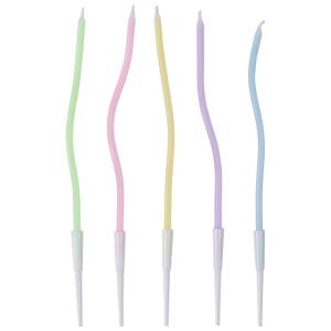 Свечи "Волна" пастель макарунс с подст. 13 см 12 шт. / 1502-6406