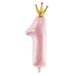 Цифра "1" 35,5" с короной Light Pink / Китай 1207-4354
