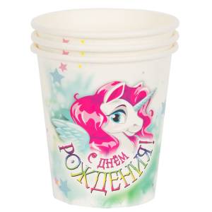 Стаканы бум. "С ДР Единорог" 190мл 6 шт 1502-4306