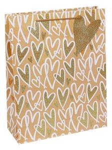 Пакет подарочный M/ППК-1793 18*23*8 см с матов. ламинацией и глиттером