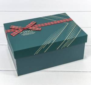 Коробка 17,5*12*5,5 см "WISHES" сине-зеленая с бантом