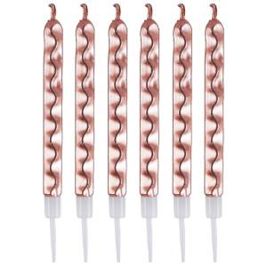 Свечи "Цунами" розовое золото 10 см., 6 шт. / 1502-6823