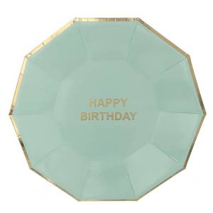 Тарелка  "СДР Мятные с золотом многогранник" 18 см. 6 шт.