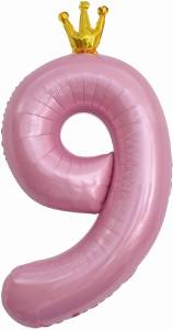 40" Цифра "9" Розовая, Золотая корона / Китай 131199