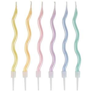 Свечи "Волна" пастель перламутр 12 см. 6 шт. / 1502-6728