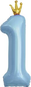 40" Цифра "1" Голубой, Золотая корона / Китай 131181