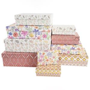 Коробка 27,5*19,5*7,5 см. "Флористический декор" ассорти металлик / 503935