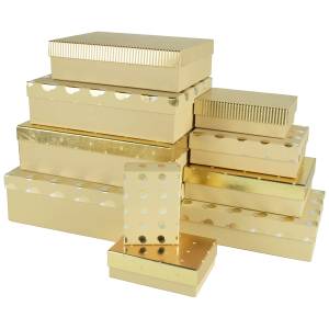 Коробка 33*23,5*9 см. "Нежный микс" бежевый/золото металлик / 502272