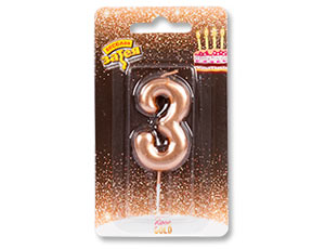 Свеча -цифра "3" Розовое золото 4,5 см/1502-3003