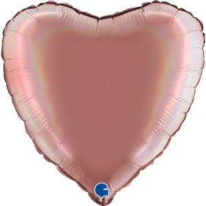 18" Сердце Розовое Золото голография (Grabo)/180P04RHRG