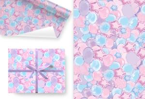 Упак. бумага "Воздушные шарики" 100*70 см, 5 листов /Ч44321