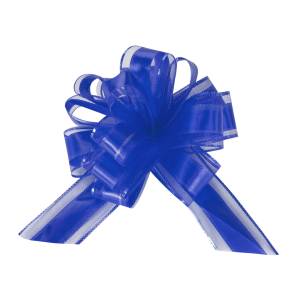 Текстильный бант-шар Широкая полоса, Синий 15 см./ 6233482