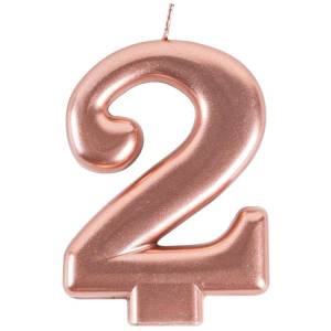 Свеча-цифра "2" Розовое золото 8 см / 1502-6116