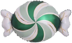 25" Конфета золотые полоски, зеленый/белый / Китай 26942