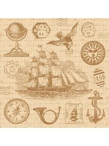 Бумага упак. Винтажный корабль 70*100см /УБ-3658 Optima