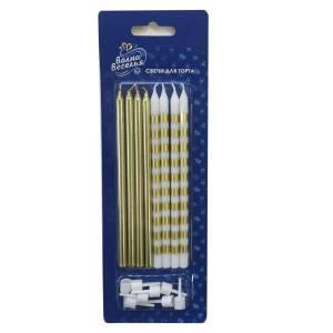 Свечи Золотой микс 12 см 8 шт/802710