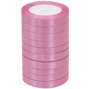 Лента атлас бледно-розовая 12 мм*22,85 м в уп. (10 шт.) / 88017675