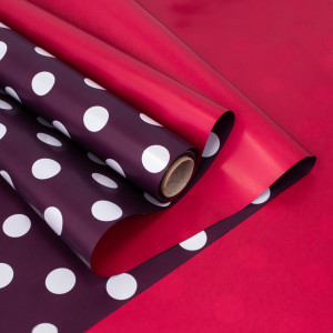 Пленка матовая Белые точки, Бургундия/Красная 0,6*10 м/87998203