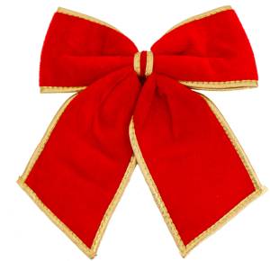Ел. украшение "Бантик" красный с зол.кантом 21*25см / ч22829