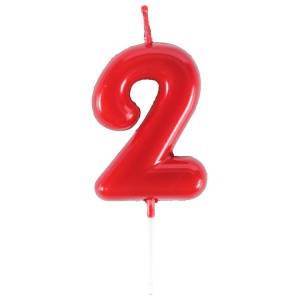 Свеча-цифра "2" Красная 4,5 см / 1502-6866