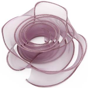 Лента Органза 4 см.*9,14 м. Дымчатая сирень с леской / 6233763