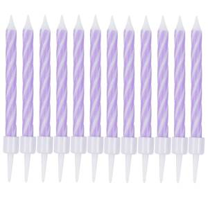 Свечи Спирали с подст. Фиолетовые 6 см 12 шт / 1502-6786