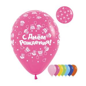 С Днем Рождения Торты вокруг,пастель 12" 25 шт.