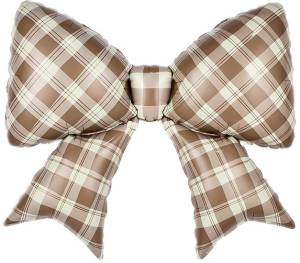 38" Бант, клетка вишни, бежевый сатин / Китай 27322