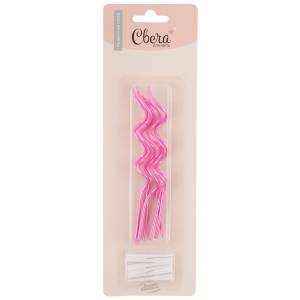 Свечи Тонкие спирали Розовый перламутр 12 см, 6 шт / 620069Р