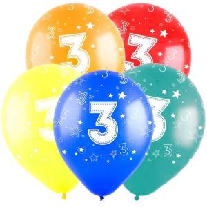 12" Цифра "3", ассорти пастель (Турция)