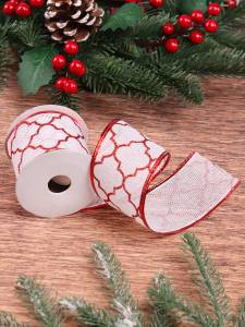 Лента "Красно-белый микс" в ассортименте 6см*3м/НУ-5234