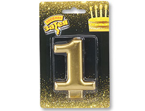 Свеча-цифра "1" Золотая 8 см / 1502-2834