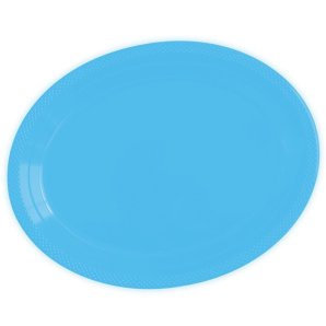 Тарелки сервировочные пластиковые 32*25 см "Делюкс" Голубые/5 шт (Колумбия)
