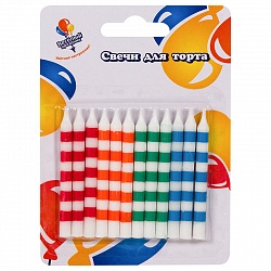 Свечи Цветные линии (12 шт,6 см)/132454