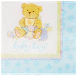 Cалфетки бумажные "Медвежонок Мальчик" 33 см 16шт