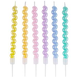 Свечи "Локоны" пастель перламутр 10 см., 6 шт. / 1502-6825