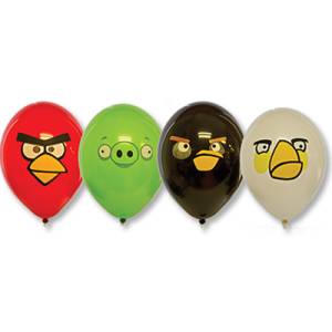 Набор шаров рис Angry Birds 30 см 5 шт