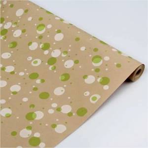 Крафт-бумага "Круги и точки, Белый/Салатовый" 70 см*8,5 м.