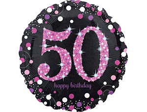 Шар HB Sparkling Birthday 50 pink (Анаграм) 