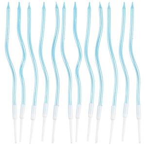 Свечи "Волна" голубые с подст. 13 см 12 шт. / 1502-6682