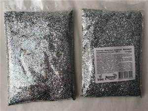 Глиттер "Блестки" лазерный серебряный 0,6 мм/100 г (Китай)