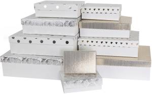 Коробка 35*25*10 см. "Белая Классика" белый/золото/серебро металлик /502246