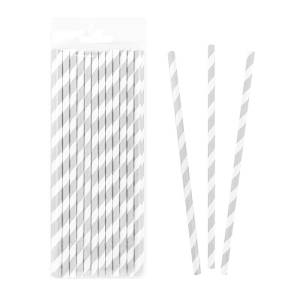 Трубочка д/кокт бум. "Полоски Серебро" 25 шт.